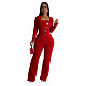Women's Long Sleeve Wrap Arm Pants Slim Solid Color Rompers BY-7201