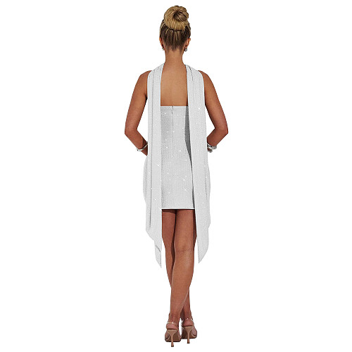 Women's Sexy Slim Ribbon Hot Drill Short Nightclub Dress BY-7188