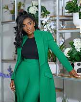 Elegant Lady Solid Color Lapel Long Two-piece Suits NY-10968