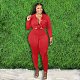 Button Turn Down Collar Shirt Top Pencil Pants Suits LP-66509