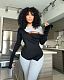 Long Sleeve Hollow Out Color Block Irregular Top LP-66328