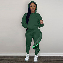 Autumn Hooded Sweatshirts Jogger 2 Piece Pants Suit LP-66510
