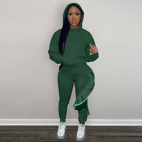 Autumn Hooded Sweatshirts Jogger 2 Piece Pants Suit LP-66510