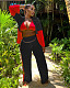 Color Block Patchwork Shirt Bra Wide Leg Pants 3 Piece Suit LP-66507