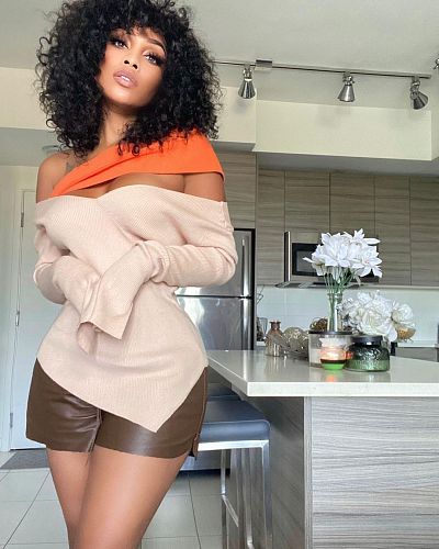 Long Sleeve Hollow Out Color Block Irregular Top LP-66328
