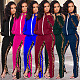 Leopard Print Women Split Hem Pants Tracksuits 2 Piece Set LP-774