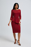 Fashion Women's Career Student Church Midi Dress OSM-6136