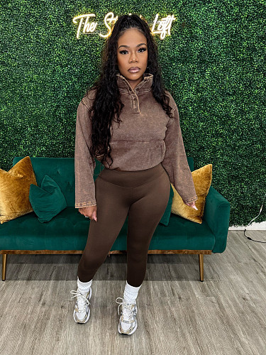 Women's Solid Color Tops And Bodycon Sporty Pants 2 Pieces Set CH-24069