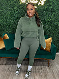 Women's Solid Color Tops And Bodycon Sporty Pants 2 Pieces Set CH-24069