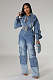 Women Overalls Denim Multi-pocket Wide-leg Jumpsuits LX-6036