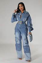 Women Overalls Denim Multi-pocket Wide-leg Jumpsuits LX-6036 Women Overalls Denim Multi-pocket Wide-leg Jumpsuits LX-6036