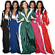 Casual Women's Zipper Color Splicing Long Straight Pants Sets 2 Pieces CH-24071