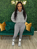 Women's Solid Color Tops And Bodycon Sporty Pants 2 Pieces Set CH-24069