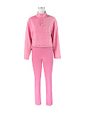 Women's Solid Color Tops And Bodycon Sporty Pants 2 Pieces Set CH-24069