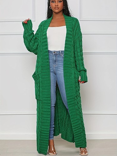 Women's Solid Color Long Sleeve Coat Thickened Sweater OD-7007