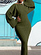 Women's Solid Color Splicing Asymmetrical Pit Strip Long Sleeve Maxi Dress OD-8625