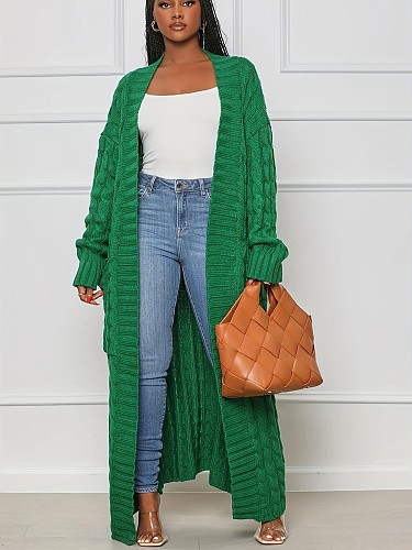 Women's Solid Color Long Sleeve Coat Thickened Sweater OD-7007