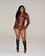 Leisure Women Long Sleeve Zipper Tops And Tight Shorts PU -Leather 2 Pieces Sets MEM-88619