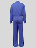 Fashion Women's Long-sleeved Stand-up Collar Zipper Drawstring Pocket Pants Suit MIL-126