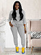 Gray Sporty Sets Women Long Sleeves Hoodies And Pockets Pants MIL-140