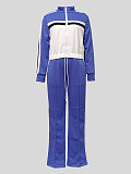 Fashion Women's Long-sleeved Stand-up Collar Zipper Drawstring Pocket Pants Suit MIL-126