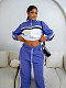 Fashion Women's Long-sleeved Stand-up Collar Zipper Drawstring Pocket Pants Suit MIL-126