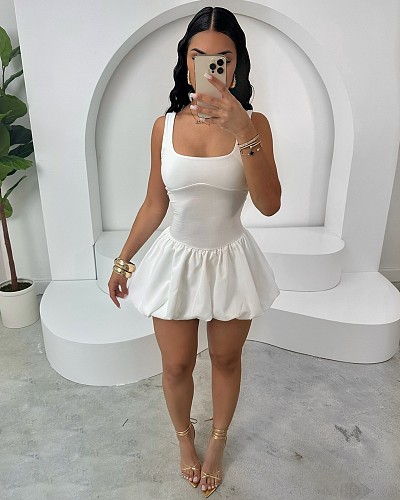 Sexy Women Solid Color Sleeveless Tank Short Dress RS-11987