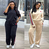 Leisure Women Spliced Yarn-dyed Drawstring Two-piece Set NY-10970