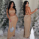 Sexy Strapless Backless Crop Top And Bodycon Long Skirt 2 Pieces Sets BY-7222