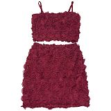 Sexy Strapless Crop Tops And Wrap Hip Short Skirt Two Pieces Suits BY-7240