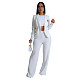 Fashion Women's Long Sleeve Coat Solid Color Pants Two-piece Set BY-7212