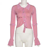 Button Up long Sleeve Knitted Cardigan Sweaters CN-0195