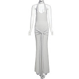Ladies Sexy Backless Halter Sleeveless Bandage Long Dresses DLS-61759