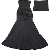 Black Sexy Strapless Patchwork Package Hips Lady Long Dresses DLS-62123