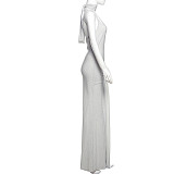 Ladies Sexy Backless Halter Sleeveless Bandage Long Dresses DLS-61759