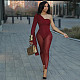 Sexy Single Sleeve Oblique Shoulder Mesh Bodycon Jumpsuit DLS-61539