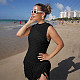 Sexy sleeveless fringe cutout slim elegant patchwork short dress DLS-52435