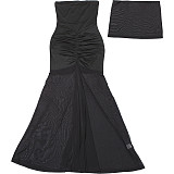 Black Sexy Strapless Patchwork Package Hips Lady Long Dresses DLS-62123