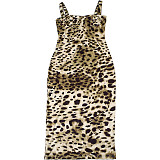 Ladies Sexy Low Cut Leopard Printed Straps Slim Bodycon Maxi Dress DLS-62097
