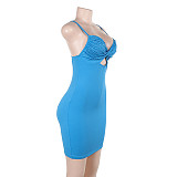 Sexy Wrap Chest Straps Knited Package Hips Mini Dress SUM-24617