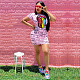 Hot-selling Alphabet Print+Lip Stick Cloth Short-sleeved Dress OY-6190