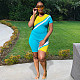 Women's Casual Color Contrast Stitching Short Sleeve Two-Piece Set OY-6150