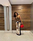 2025 New Women Prints Strech Flared Long Jeans MEM-88621