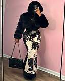 2025 New Women Prints Strech Flared Long Jeans MEM-88621