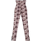 Sexy Strapless Leopard Print Women's Cutout Crop Jumpsuit RS-60025