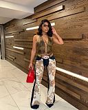 2025 New Women Prints Strech Flared Long Jeans MEM-88621