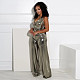 Women Sexy Halter Backless Wide-leg Long Jumpsuit Silver YF-20142