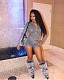 Women Long Sleeve Zipper Tops And Tight Shorts Sexy Two Pieces Sets MEM-88616