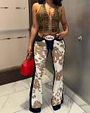 2025 New Women Prints Strech Flared Long Jeans MEM-88621