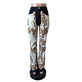 2025 New Women Prints Strech Flared Long Jeans MEM-88621